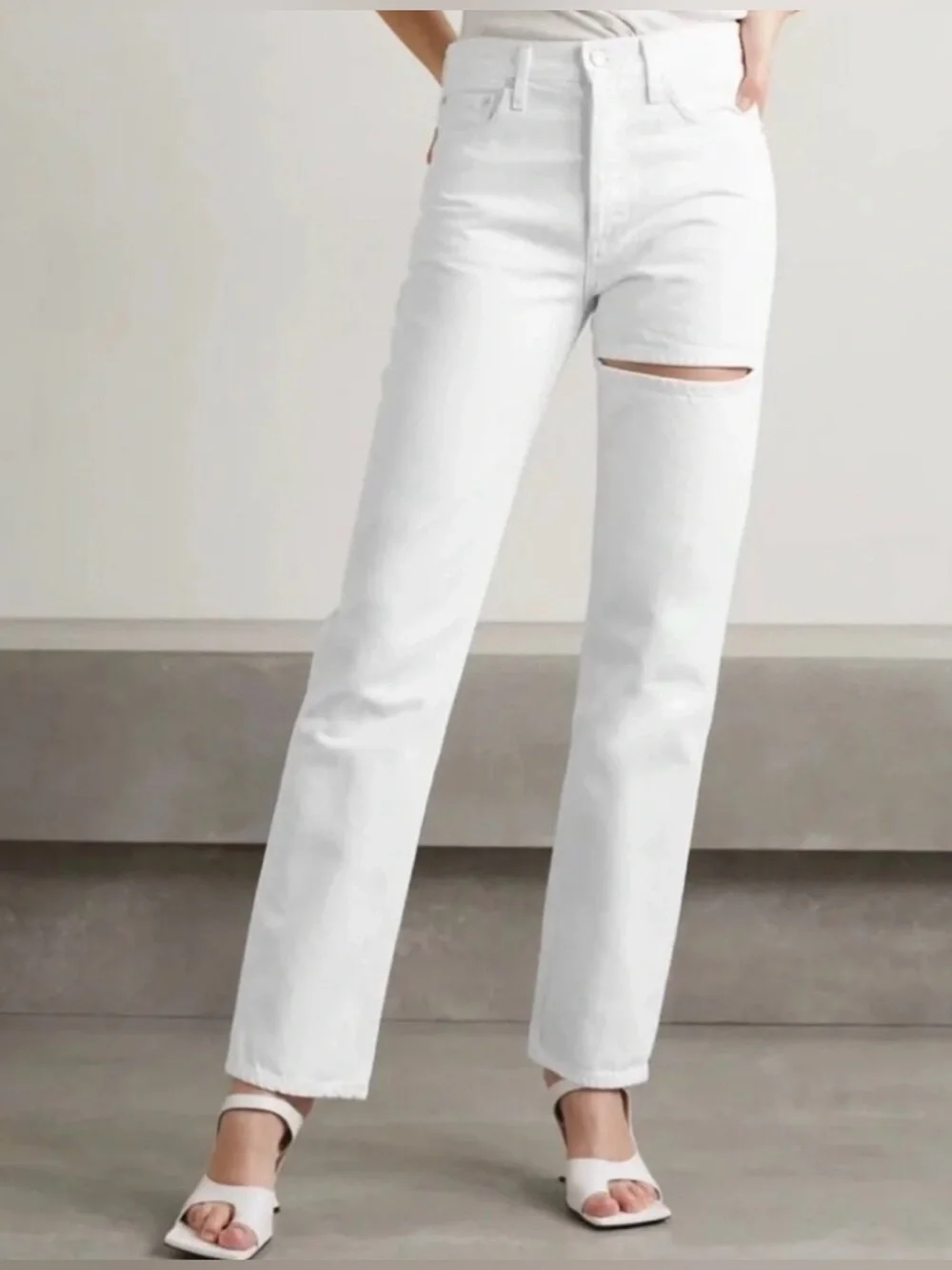 Agolde Lana Slice Jeans Button Fly White Size 25